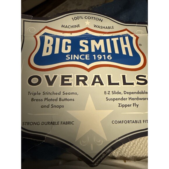 NEW BIG SMITH Bib Overalls Cotton Blue Denim Farm 50X 30 Relaxed Fit W/Tags ?vtg - Picture 2 of 6